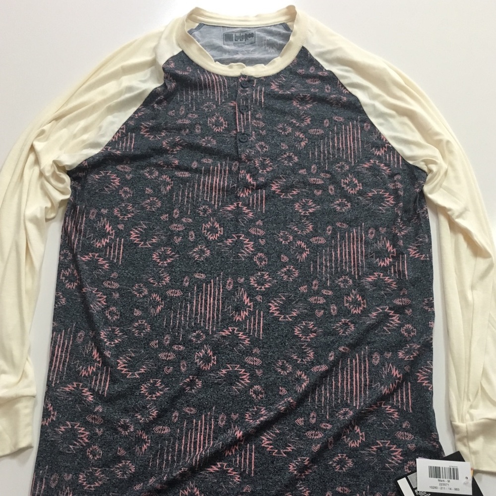 LuLaRoe Mark Henley Shirt Medium